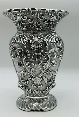 Metal Vase Silver Tone Decorative Metal Vase. IHI Made In India 7 1/2” High. • $34.99