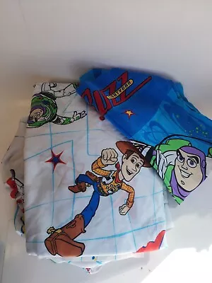 Vintage 1995 Disney Pixar Toy Story Woody Buzz Lightyear Twin Sheet Set 3pc. EUC • $38