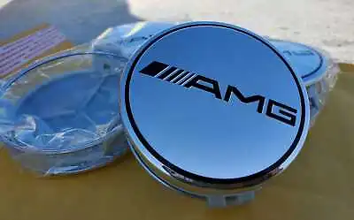AMG Set Of 4 Mercedes Benz Silver AMG Center Caps 3 Inch/75mm Fits Most Models  • $32.88