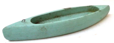 $24.99 • Buy Antique Folk Art Painted Blue & Carved Wood Model Pond 10  Canoe Boat!!! Bin 3