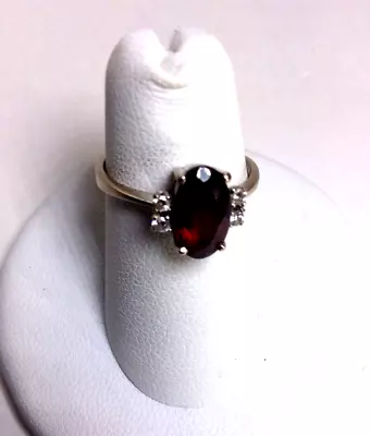 18K White Gold Brazilian Garnet & Diamond Ladies Ring Size 5. H. Stern Custom • $875