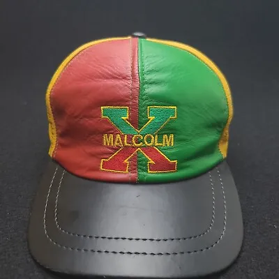 Vintage 80s 90s Malcolm X Colorblock Africa Adjustable Hat Cap Hammons Rasta • $55