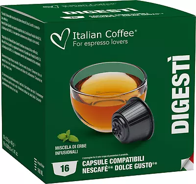 Italian Coffee DIGESTI Black Tea 16 Pods -NO BOX- For DOLCE GUSTO FREE SHIPPING • $15.55