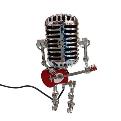 Retro Style Steampunk Microphone Robot Desk Lamp Holding Guitare For Gift IN USA • $13.88