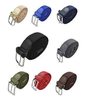 Men Elastic Fabric Woven Belt Expandable Braided Stretch Belts • $12.99