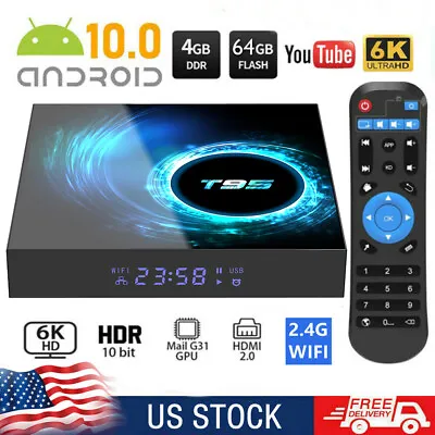 2023 New T95 Smart Android 10.0 TV Box Quad Core 6K WIFI HD Media Stream Player • $36.99