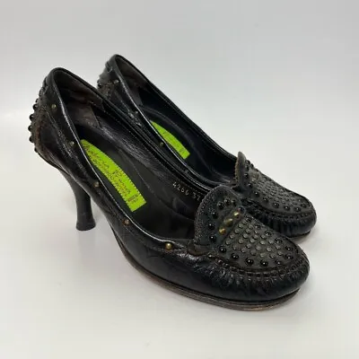 Materia Prima Goffredo Fantini Pumps Studded Spikes Leather Shoes Heels Italy 37 • $48