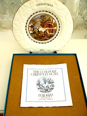 Vintage  Coalport  **christmas **  Plate   Boxed  1977  ** Dangerous Skating  ** • £4