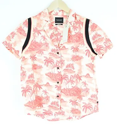 MAISON SCOTCH XS Women Shirt Pink Palm Patterned Short Sleeved Lightweight • $40.47