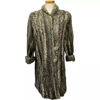 Vintage 60s Gray Persian Curly Lamb Fur Coat Knee Length Glam  • $220