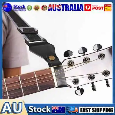 $6.65 • Buy Leather Electric Guitar Strap Button Lock Belt For Bass Ukulele (Black) AU