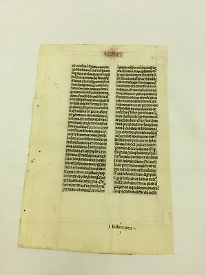 MANUSCRIPT LEAF FROM A MEDIEVAL BIBLE IN THE LATIN VULGATE - Ca. 14th Century - • $450