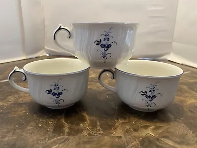 Set Of 3 Vieux Luxembourg By Villeroy & Boch Blue & White Floral Flat Tea Cups • $19.32