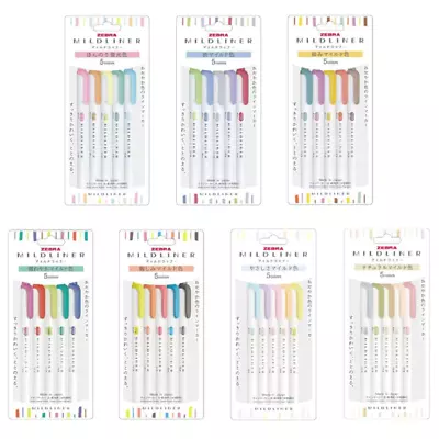 Zebra MildLiner Double-Sided Highlighter Set Pastel Colour Pens Of 5 / 5 Types • $12.25