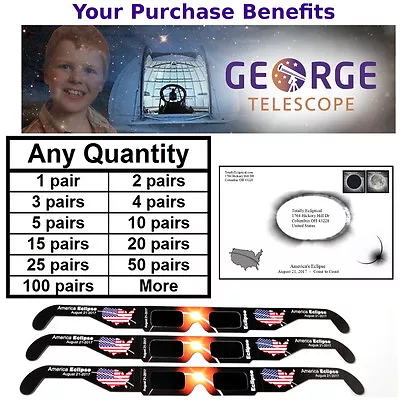 2017 Solar Eclipse Glasses - 2 Day Shipping Option - Benefits Charity • $17.50