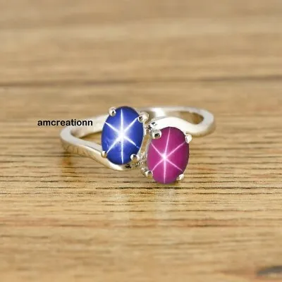 Lindy Star Sapphire Ring Vintage Women Sapphire Ring 925 Sterling Silver Ring • $47.70