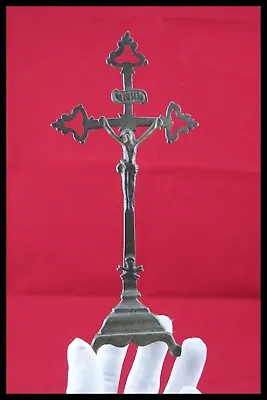 † 1600s EXORCISM MEMENTO MORI PRIESTS BRONZE CROSS CRUCIFIX TRIPOD FEET FRANCE † • $749.99