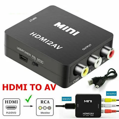 $6.16 • Buy HDMI To RCA AV Adapter Converter Cable CVBS 3RCA 1080P Composite Video Audio