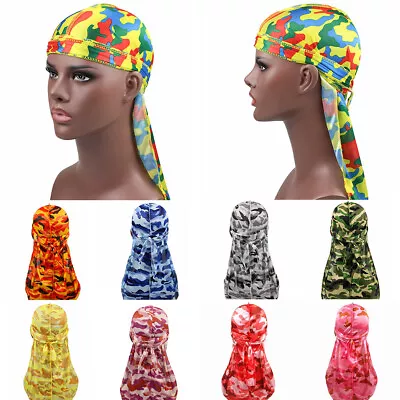 Camo Durag Silky Hat Cap Men Women Premium Designer Doo Rag Wave Silk Headwear// • $4.86