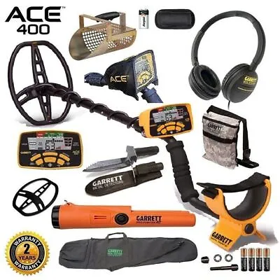 Garrett ACE 400 Metal Detector With ProPointer AT Digger Pouch Scoop And Bag • $603.02