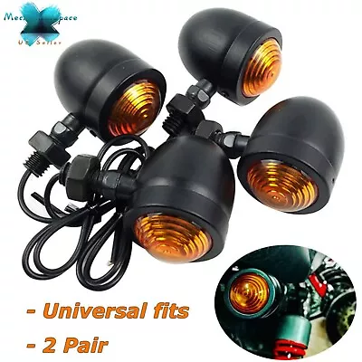 4X Black Motorcycle Turn Signal Lights Mini Bullet Blinker Amber Indicator Light • $17.99