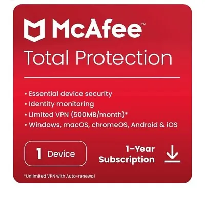 McAfee Total Protection 2024 | Antivirus Internet Security Software | Download • $19.99