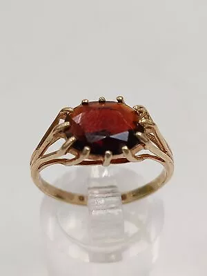 Beautiful Vintage 9ct Yellow Gold 375 Faceted Garnet Ring 2.23g  • £75