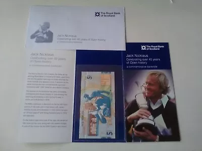 Jack Nicklaus RBS £5 Note With Commemorative Folder & Envelope Uncirculated • £30