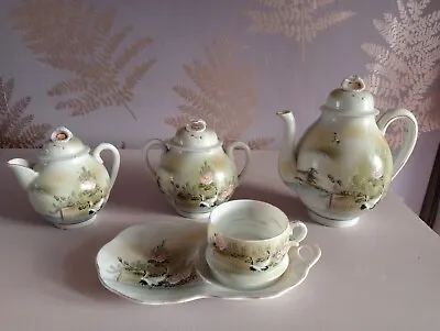 Vintage Japanese Eggshell Porcelain Hand-Painted 5 Piece Tea Set • £30