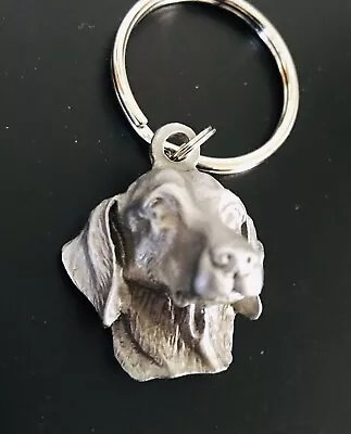 Pewter GOLDEN RETRIEVER Dog Head Puppy Silver Metal Keychain Fob K • $7.95