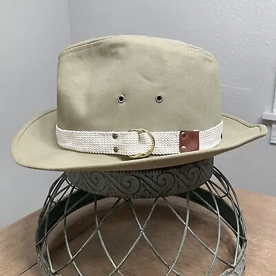 Vintage KANGOL Design Safari Style Fedora Hat Large L White Fabric Hat Band • $29.99