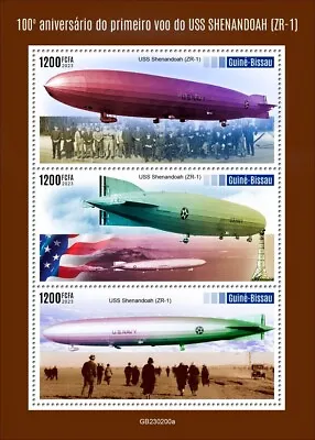 First Flight USS Shenandoah Dirigible Aviation MNH Stamps 2023 Guinea-Bissau M/S • $16.95