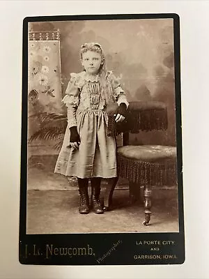 Antique Cabinet Card Photograph Girl J.L. Newcomb La Porte City Garrison Iowa • $9.99