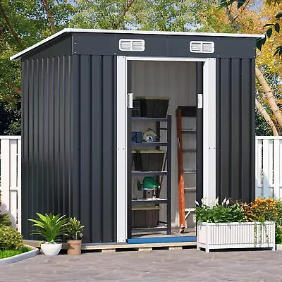 6'x4' Outdoor Storage Shed Metal Garden Tool Shed W/Lockable Doors For Backyard • $205.89