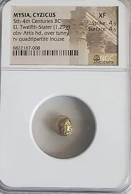 Mysia Cyzcius Attis Over Tunny 1/12th Stater NGC XF Ancient Electrum Coin • $795