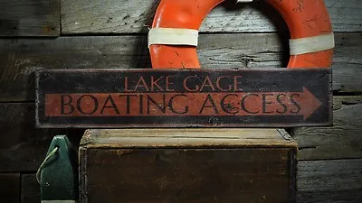 Custom  Lake House Boat Access Sign - Rustic Hand Made Vintage Wooden • $149