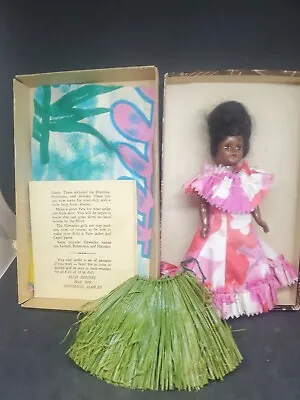 Vintage 1960's Elsie Denney Hawaiian Doll With Original Box And Grass Skirt  • $29.95