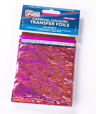 12 Sheets Transfer Foils Carnival Colours Pink Purple Silver Fuschia Copper • £2.45