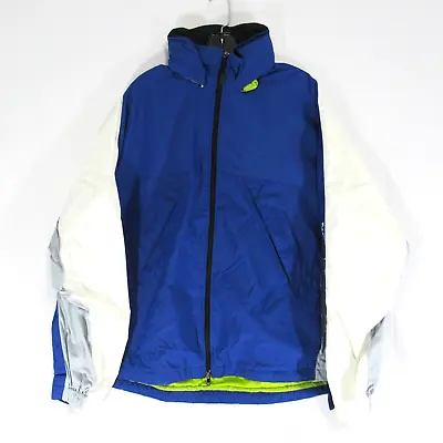 Vintage Nautica Competition Jacket Mens L Blue White Hooded Y2K Lined Full Zip • $19.99