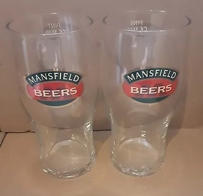 2 X Mansfield Brewery New Mansfield Beers Pint Glasses X 2 Homebar Mancave • £7.99