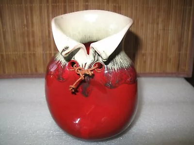 Vintage Modernist Hallmarked 6.5  Studio Art Vase Red Flambe Oxblood Glaze • $50