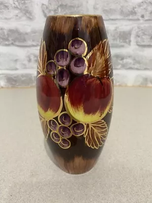 Vintage Old Court Ware Gold & Autumn Fruits Vase   7.5  Tall   A78 • £9.99