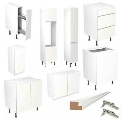 Kitchen Base Unit White Gloss Complete Handleless Doors Wall Cabinets Tall JPull • £349.99