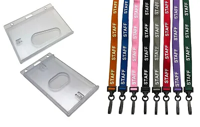 Staff Lanyard Neck Strap & Secure Enclosed ID Card Photo Pass Badge Holder  • £2.50