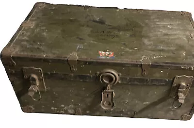 Antique Military Foot Locker 1940's Original Owners Info On It (Jhon M Stucky) • $99