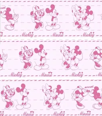7/8  2 YARDS Mickey Minnie Mouse Kissing Grosgrain Ribbon Bows Scrapbks Cards • $6.99