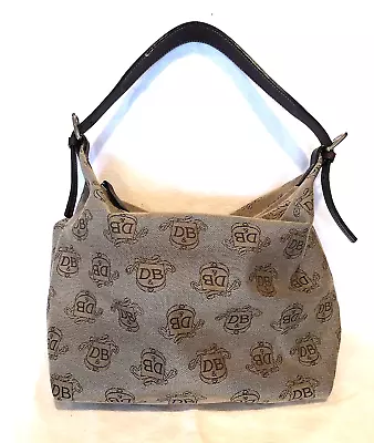 Dooney & Bourke Hobo Shoulder Bag Brown Leather Strap Cloth Logo Handbag VTG • $49