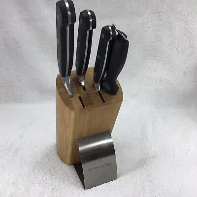 Wolfgang Puck Stainless Steel High Carbon Full Tang Cutlery Set Of 5 Wood Block • $54.90