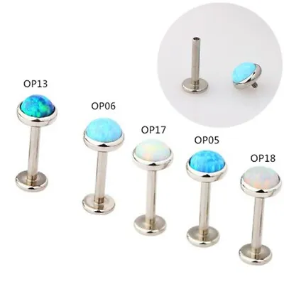 2X Opal Bezel Labret Triple Piercing Forward Helix Earring Tragus Cartilage Stud • £3.99