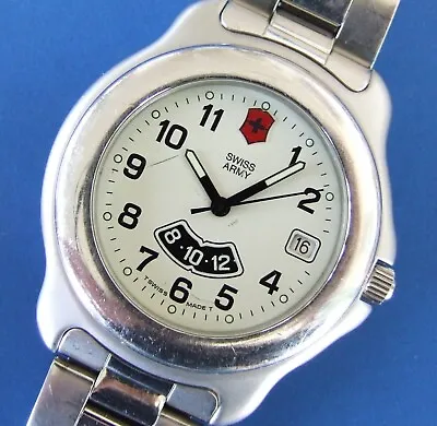 SWISS ARMY~Mens ClaSSiC OFFICERS 1884 Rare DUAL TIME GMT+White Dial+OEM Bracelet • $144